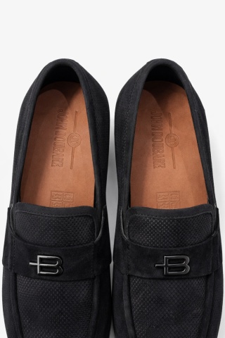 Mokasyny męskie JOHN DOUBARE – czarne skórzane z logo