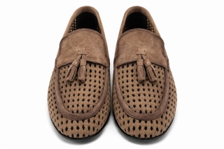 Mokasyny męskie ażurowe skóra zamszowa John Doubare