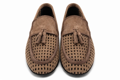 Mokasyny męskie ażurowe skóra zamszowa John Doubare