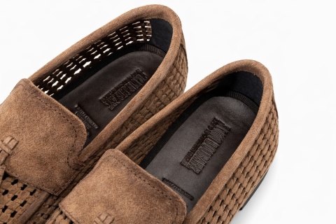 Mokasyny męskie ażurowe skóra zamszowa John Doubare