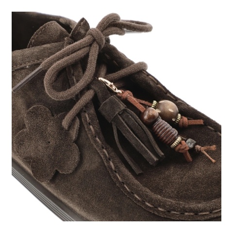 Półbuty damskie Chebello skóra naturalna zamszowe wiązane czekoladowe