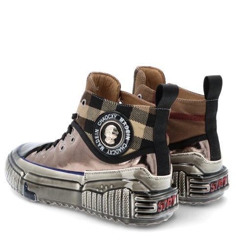 Skórzane wysokie sneakersy męskie - JOHN DOUBARE CC2883 METALICZNE