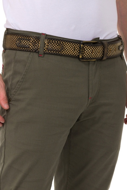 Męskie spodnie casual CIPO & BAXX – oliwkowe