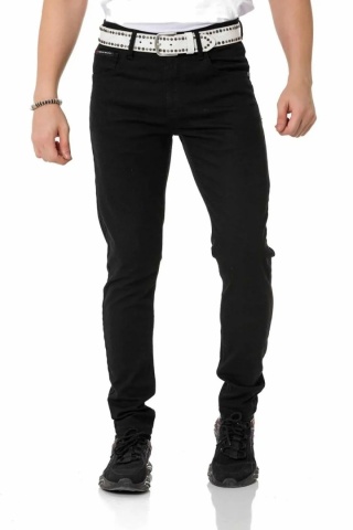 Męskie jeansy CIPO & BAXX – czarne, slim fit- CD820