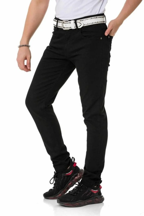 Męskie jeansy CIPO & BAXX – czarne, slim fit- CD820