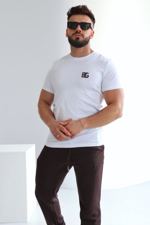 T-SHIRT MĘSKI BG BOND | BIAŁY-GORZKA CZEKOLADA