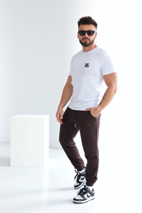 T-SHIRT MĘSKI BG BOND | BIAŁY-GORZKA CZEKOLADA