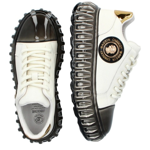 Skórzane sneakersy męskie - JOHN DOUBARE CC2881 Białe