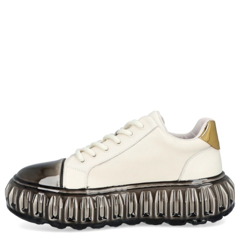 Skórzane sneakersy męskie - JOHN DOUBARE CC2881 Białe