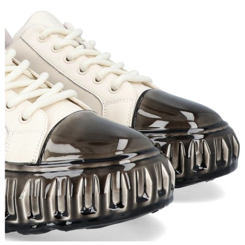 Skórzane sneakersy męskie - JOHN DOUBARE CC2881 Białe