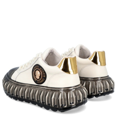 Skórzane sneakersy męskie - JOHN DOUBARE CC2881 Białe