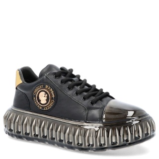 Skórzane sneakersy męskie - JOHN DOUBARE CC2881 Czarne