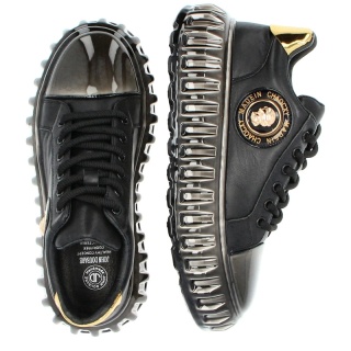 Skórzane sneakersy męskie - JOHN DOUBARE CC2881 Czarne