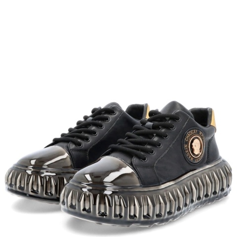 Skórzane sneakersy męskie - JOHN DOUBARE CC2881 Czarne