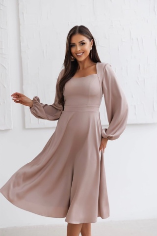 Sukienka CAMELIA Lacoria beżowa/satyna