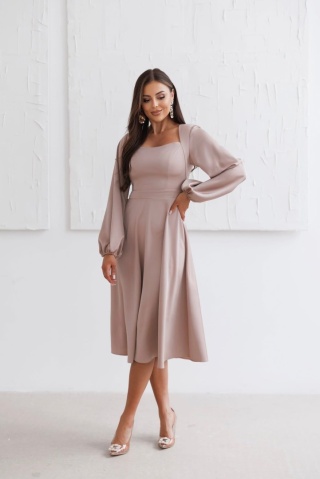 Sukienka CAMELIA Lacoria beżowa/satyna