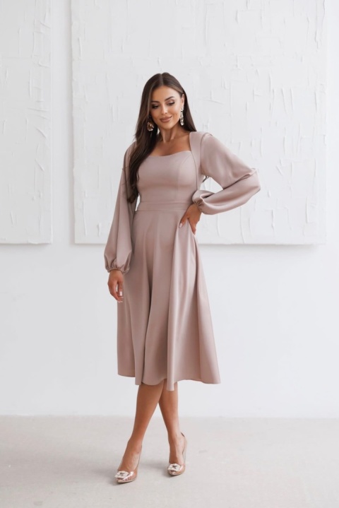 Sukienka CAMELIA Lacoria beżowa/satyna