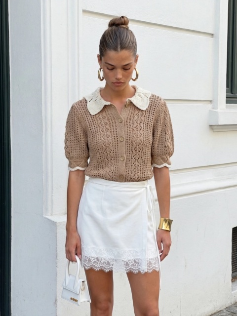 Sweter KATE na guziki COCOMORE latte