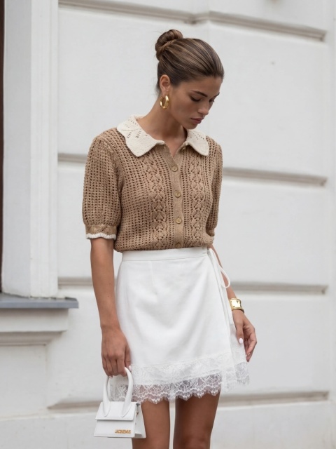 Sweter KATE na guziki COCOMORE latte