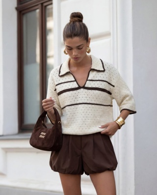 Sweter Pola ecru Brown Yarn