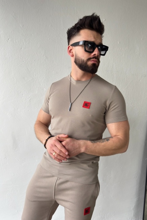 T-SHIRT MĘSKI BG KLAUS | CIEMNY BEŻ