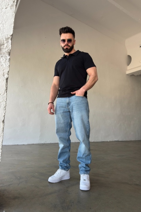 T-SHIRT POLO MĘSKI BG POLO | CZARNY