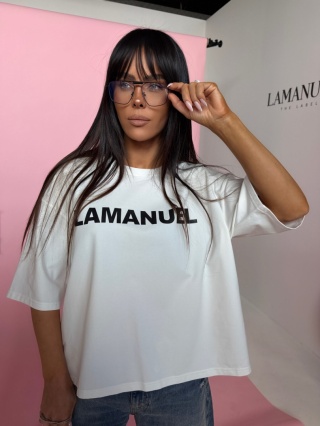 Tshirt BLANK ecru/czarny La Manuel