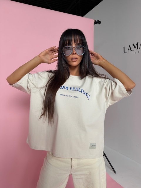 Tshirt SUMMER beż LA MANUEL