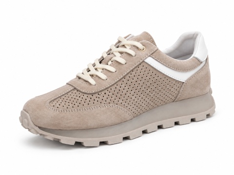 Beżowe sneakersy damskie z perforacją GD-FX224