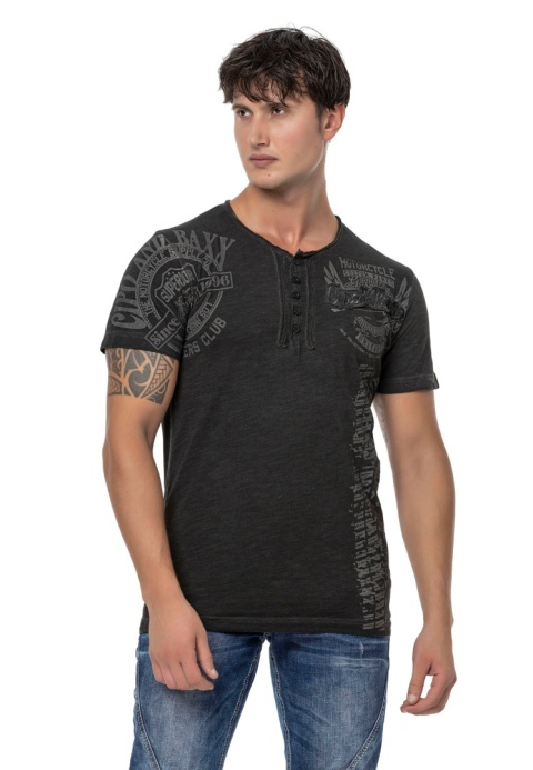 CT789 T-shirt męski Biker z okrągłym dekoltem