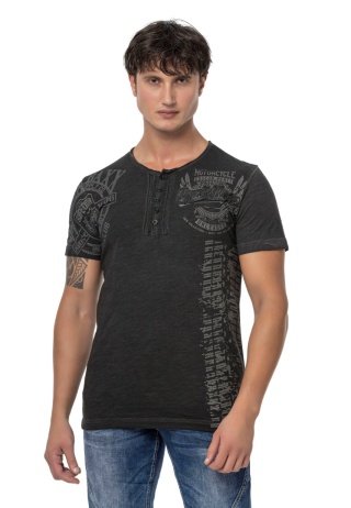 CT789 T-shirt męski Biker z okrągłym dekoltem