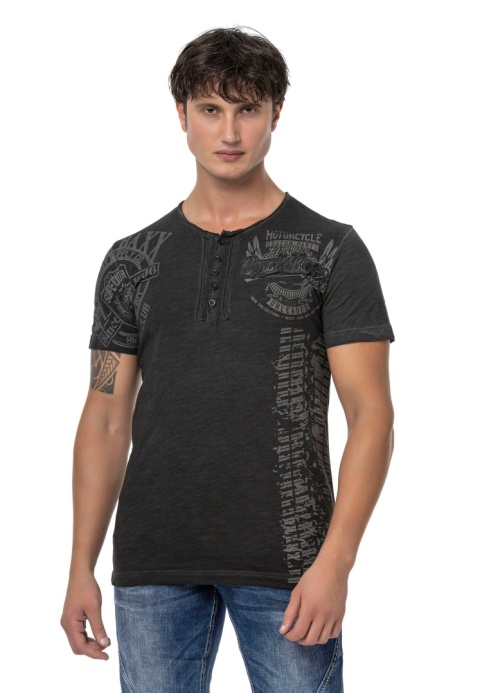 CT789 T-shirt męski Biker z okrągłym dekoltem