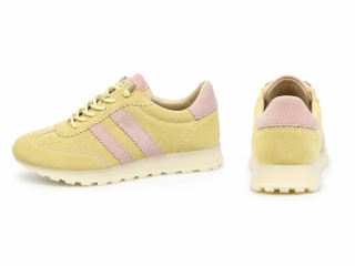 Pastelowe sneakersy damskie – żółto-różowe GD-XW-1011