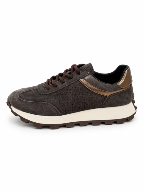 Skórzane Brązowe sneakersy damskie - GD-Xf-224