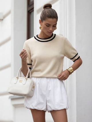 Sweter Shell beżowo czarny