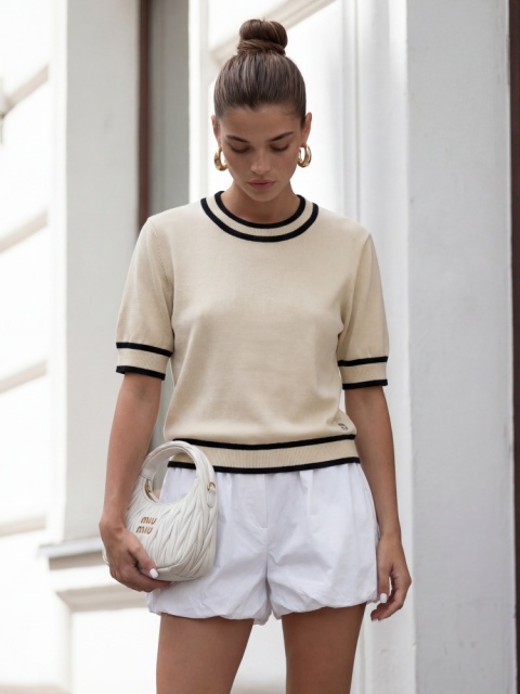 Sweter Shell beżowo czarny