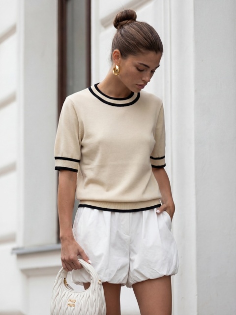 Sweter Shell beżowo czarny
