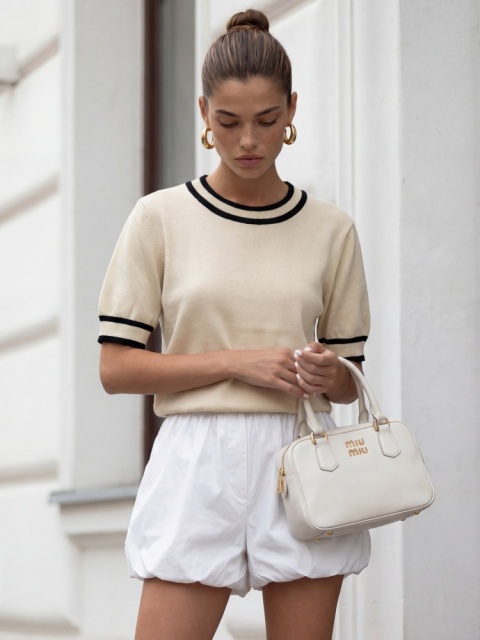 Sweter Shell beżowo czarny