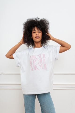 T-SHIRT AMOUR BOPOCO biały