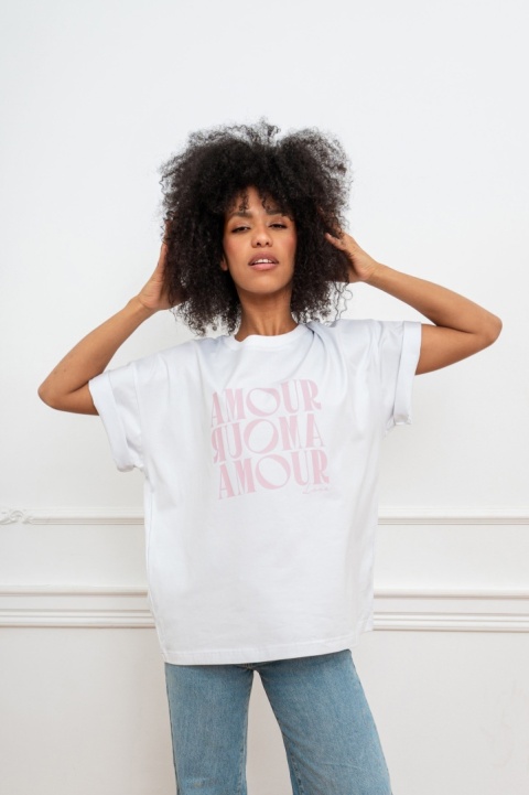 T-SHIRT AMOUR BOPOCO biały