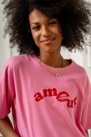 T-SHIRT AMOUR BOPOCO RÓŻOWY