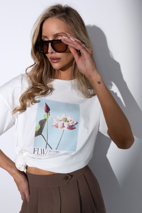 T-SHIRT FLOWER BIAŁY