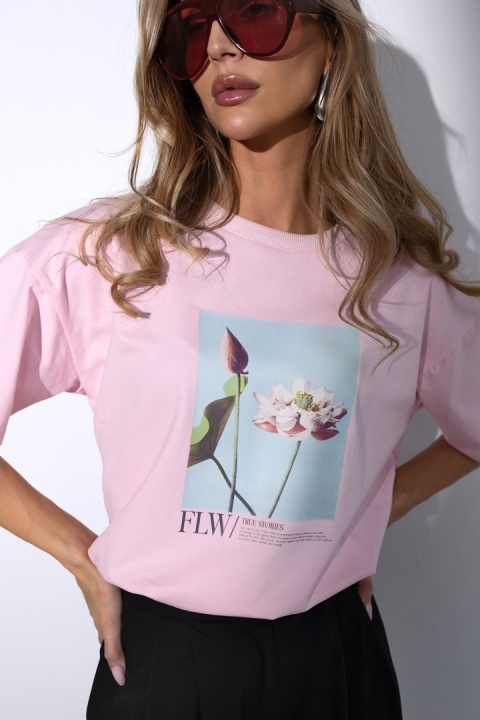 T-SHIRT FLOWER RÓŻOWY