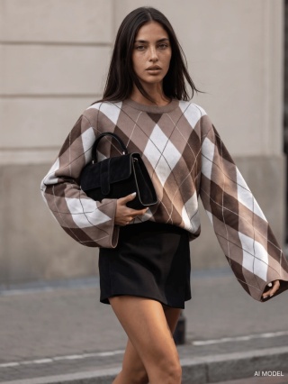 Sweter Cambridge beżowo biały