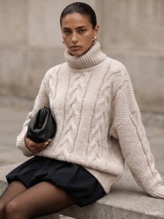 Sweter Halston Pudrowy