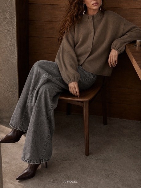 Sweter Orivelle brązowy