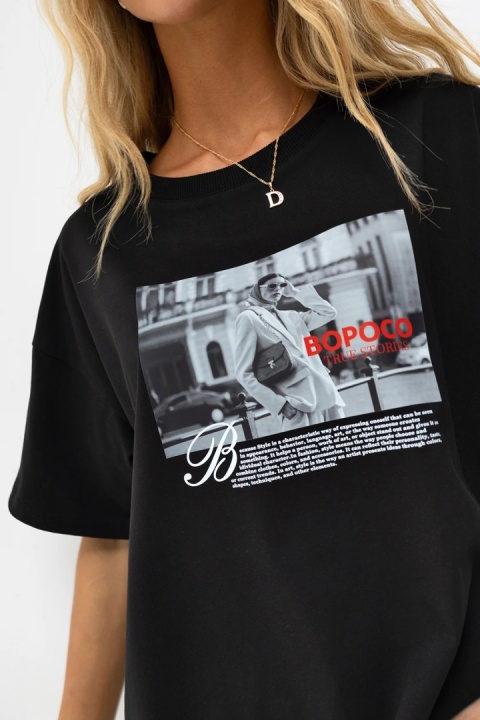 T-SHIRT STREET CZARNY bopoco