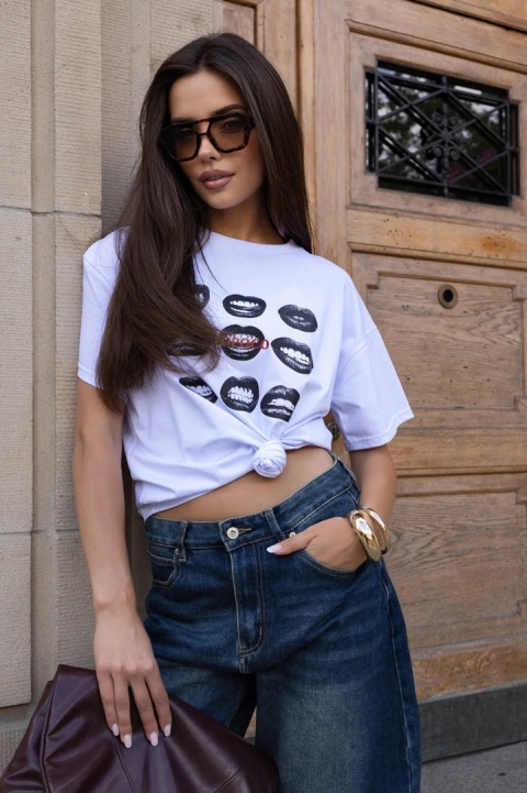 T-SHIRT USTA BIAŁY BOPOCO