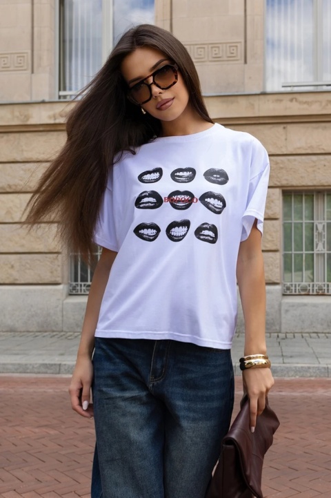 T-SHIRT USTA BIAŁY BOPOCO