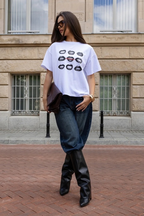 T-SHIRT USTA BIAŁY BOPOCO